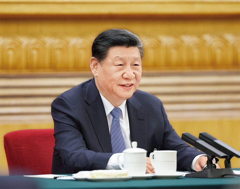 2024年3月5日,中共中央總書記、國家主席、中央軍委主席習近平參加他所在的十四屆全國人大二次會議江蘇代表團審議。 新華社記者 鞠鵬/攝